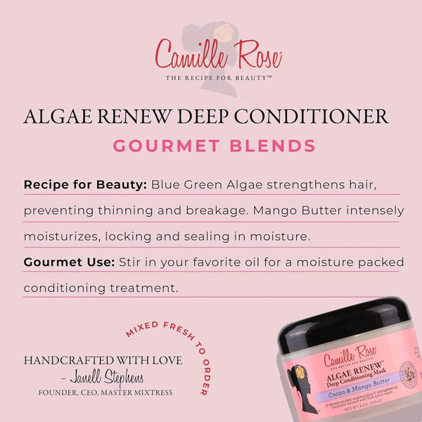 Camille Rose Algae Renew Deep Conditioning Hair Mask with Peppermint, for All Hair Types, 8 oz - BeautyWholesaleIn
