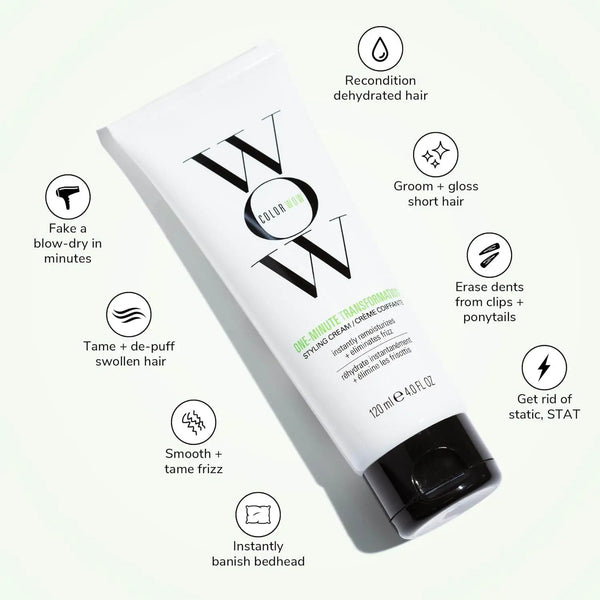 COLOR WOW One Minute Transformation – Instant frizz fix| Nourishing styling cream smooths, tames + defrizzes on the spot| Avocado oil + Omega 3’s hydrate, repair for silkier, smoother texture 120 ml - BeautyWholesaleIn