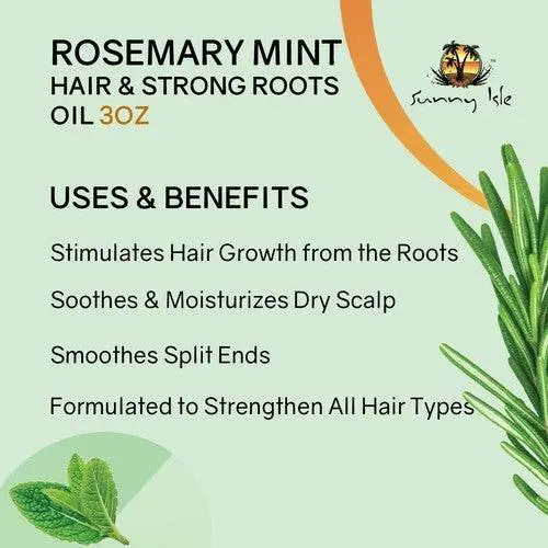 Sunny Isle mielle Rosemary castor oil Mint Hair growth and Strong Roots Oil 3oz - BeautyWholesaleIn