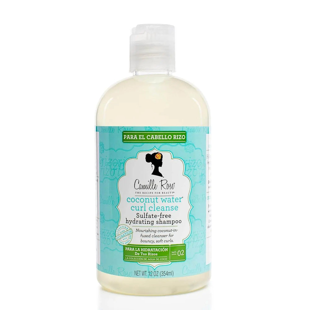 Camille Rose curl Coconut Water Curl Cleanse, Sulfate Free Hydrating Shampoo, with Coconut, Castor, and Rosemary Oils, for Soft Bouncy Curls, 12 oz