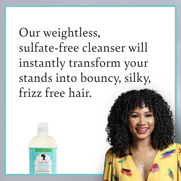 Camille Rose Coconut Water Curl Cleanse, Sulfate Free Hydrating Shampoo, with Coconut, Castor, and Rosemary Oils, for Soft Bouncy Curls, 12 oz - BeautyWholesaleIn