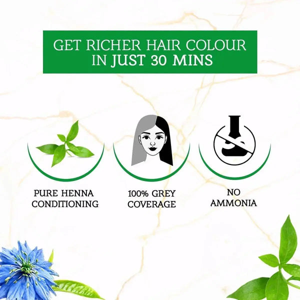 Dabur Vatika Henna Hair Colour (Rich Black, 6X10 g sachets) henna hair colour IMPORTED FROM UK - BeautyWholesaleIn