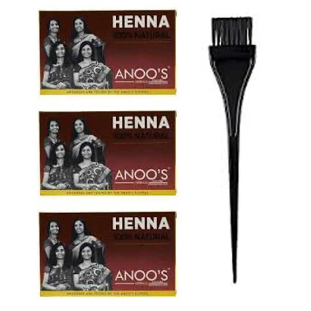 Anoos Henna Natural Hair Henna 100 G *3 packs With Brush