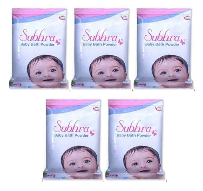 Aswini Subhra Baby Bath Powder 200G Pack Of 5 - BeautyWholesaleIn