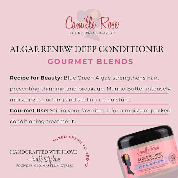 Camille Rose Algae Renew Deep Conditioning Hair Mask with Peppermint, for All Hair Types, 8 oz - BeautyWholesaleIn