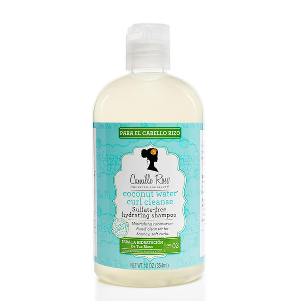 Camille Rose Coconut Water Curl Cleanse, Sulfate Free Hydrating Shampoo, with Coconut, Castor, and Rosemary Oils, for Soft Bouncy Curls, 12 oz