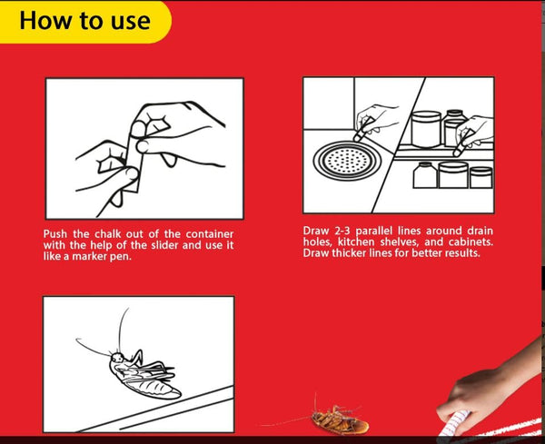Laxman Reka Cockroach and Ants Chalk Killer, Pack of 4 Kills Cockroaches, Kills Ants, Pack of 4