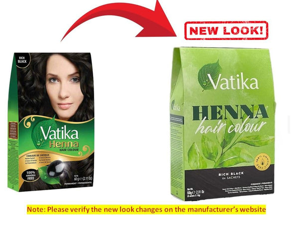 Dabur Vatika Henna Hair Colour (Rich Black, 6X10 g sachets) henna hair colour IMPORTED FROM UK