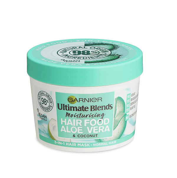 Garnier Ultimate Blends Moisturising Hair Food Aloe Vera & Coconut Hair Mask 3in1 for Normal hair Vegan formula 390ml